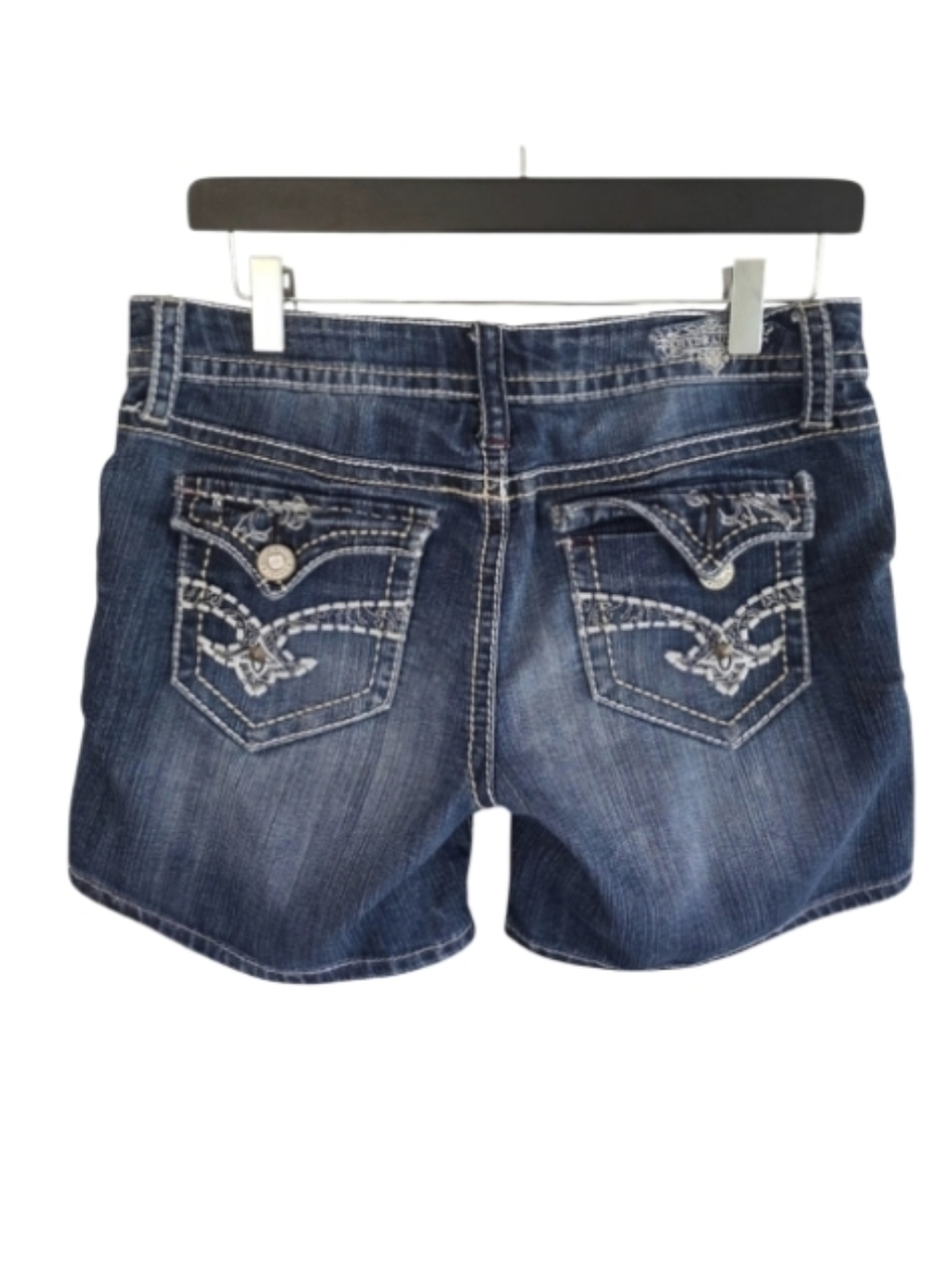 Hydraulic Bailey Low Rise Short 7/8 Dark Blue Jean Shorts with Embroidery